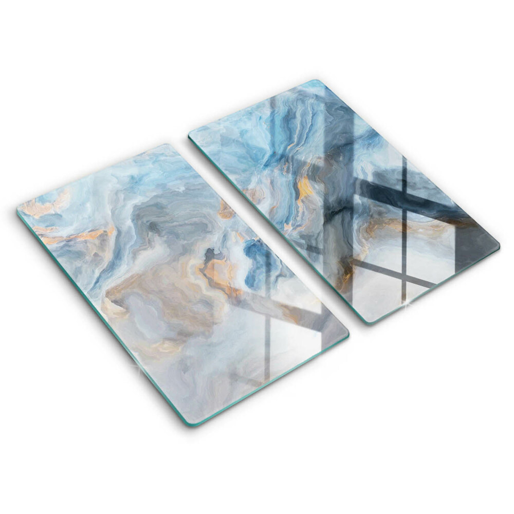 Sklo za varnú dosku dvojitý 2 kusy Mramorové oblaky v modrej harmónii
