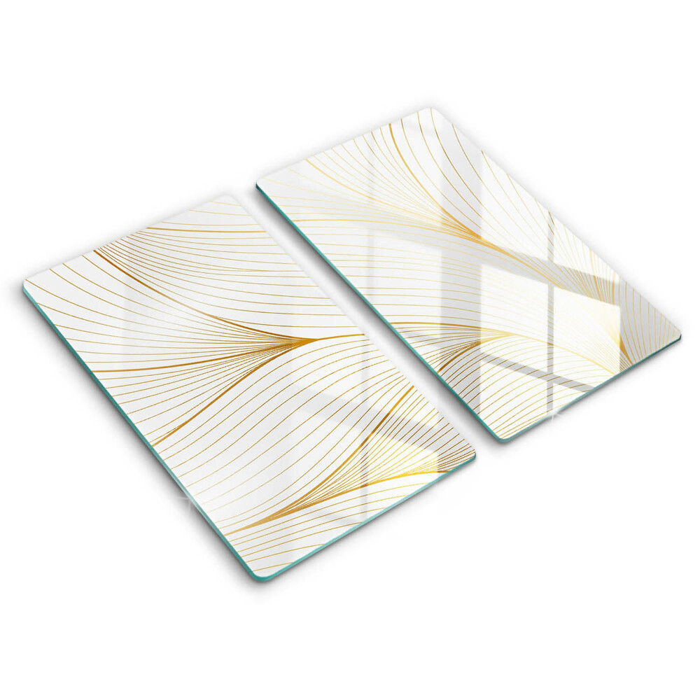 Kryt na sporák dvojitý 2 kusy Zlaté vlny na bielom pozadí