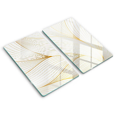 Kryt na sporák dvojitý 2 kusy Zlaté vlny na bielom pozadí