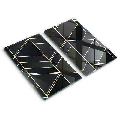 Sklo za varnú dosku dvojitý 2 kusy Geometrický zlatý labyrint