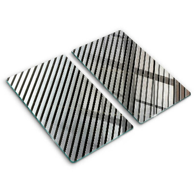 Kryt na sporák dvojitý 2 kusy Čiernobiele diagonálne pruhy