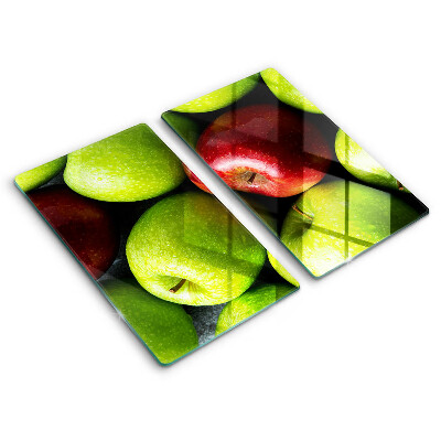 Sklo za varnú dosku dvojitý 2 kusy Čerstvé zelené a červené jablká