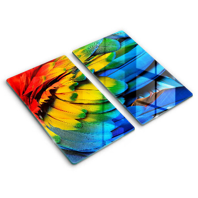 Sklo za varnú dosku dvojitý 2 kusy Farebné papagájové perie