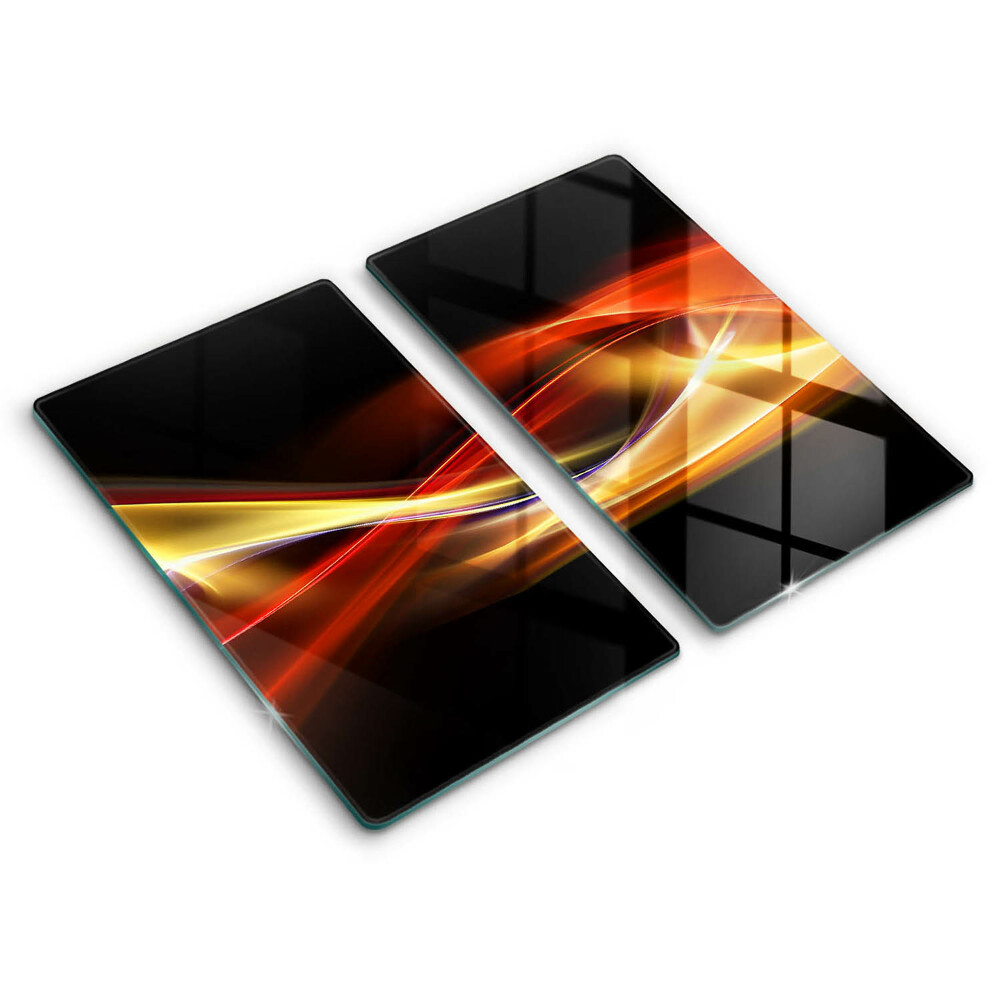 Kryt na sporák dvojitý 2 kusy Energetické vlny v ohnivej noci