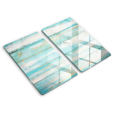 Sklo za varnú dosku dvojitý 2 kusy Tyrkysové drevené dosky s patinou