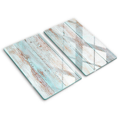 Kryt na sporák dvojitý 2 kusy Zvetralé tyrkysové drevené dosky