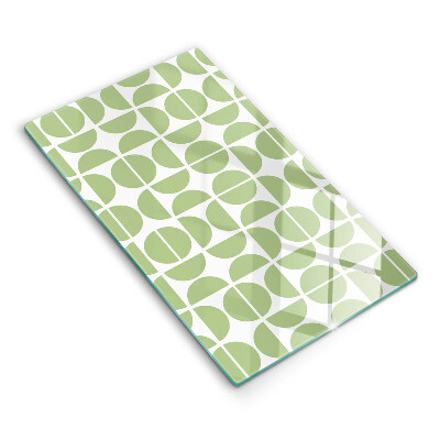 Krycia doska na sporák Zelené polkruhy na bielom pozadí