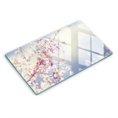 Kryt na plynový sporák Kvetinová jar za oknom.