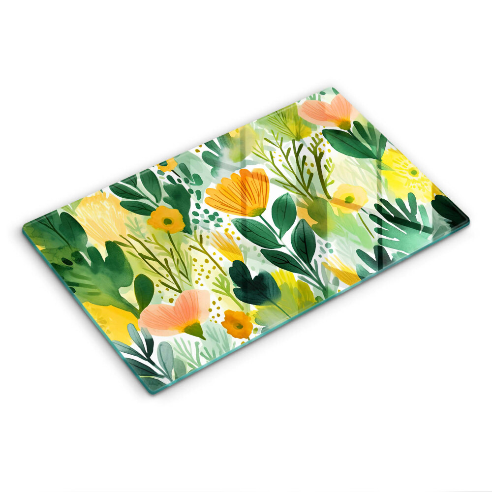 Kryt na plynový sporák Kvetinová záhrada v akvareli.