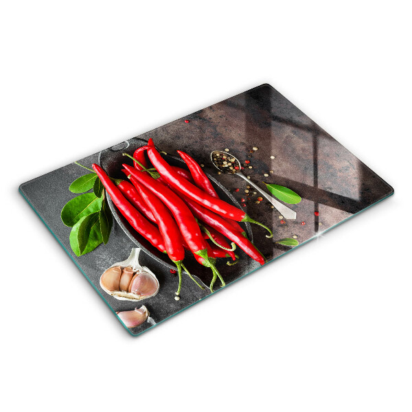 Sklo za varnú dosku 80x52 cm Červené chilli papričky