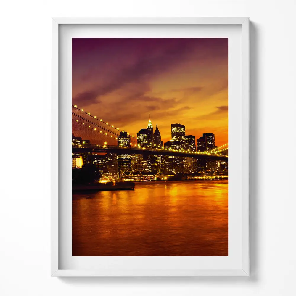 Obraz v ráme Večerný pohľad na Brooklynský most