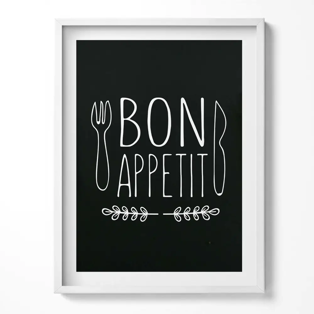 Obraz v ráme s nápisom Bon Appétit