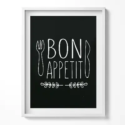 Obraz v ráme s nápisom Bon Appétit