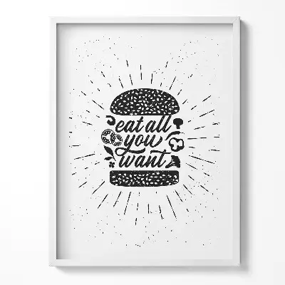 Obraz v ráme s nápisom Jedz koľko chceš do kuchyne
