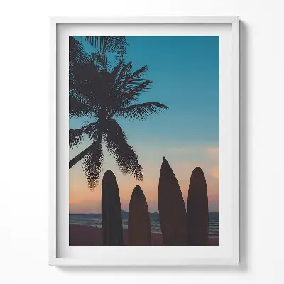 Obraz v ráme Surfovanie na tropickej pláži