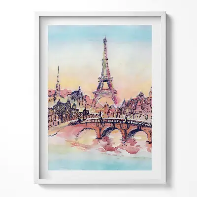 Obraz v ráme Maľovaný pohľad na Paríž