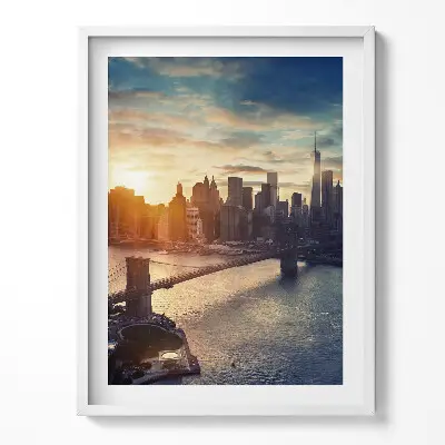 Obraz v ráme New York Manhattan pri západe slnka