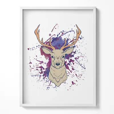 Obraz v ráme s vektorovou ilustráciou jeleňa