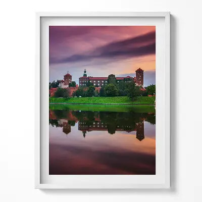 Obraz v ráme Východ slnka na kráľovskom hrade Wawel
