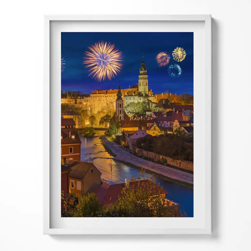 Obraz v ráme Ohňostroj nad Českým Krumlovom