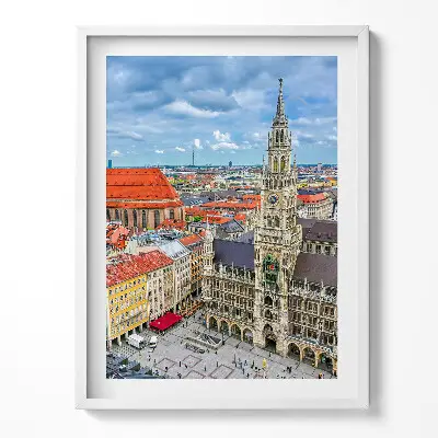 Obraz v ráme Mníchovská radnica na Marienplatz