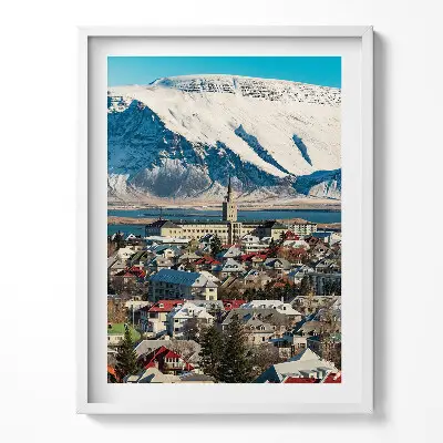 Obraz v ráme Pohľad na Reykjavík na Islande