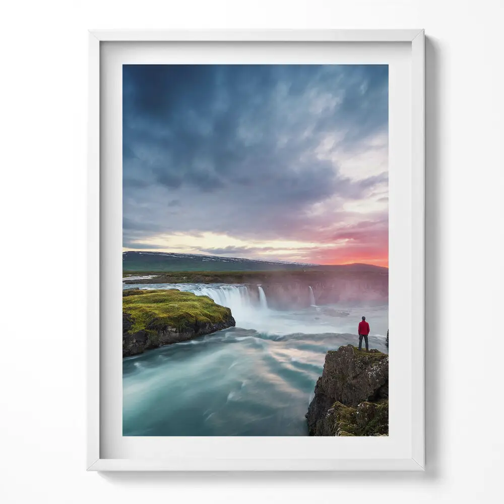Obraz v ráme Krajina s vodopádom Godafoss