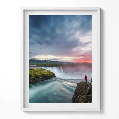 Obraz v ráme Krajina s vodopádom Godafoss