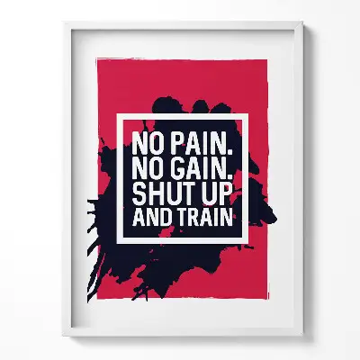 Motivačný obraz v ráme Žiadna bolesť, žiadny zisk, drž hubu a trénuj