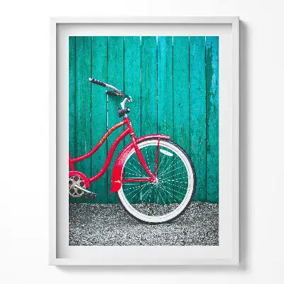 Obraz v ráme Červený bicykel