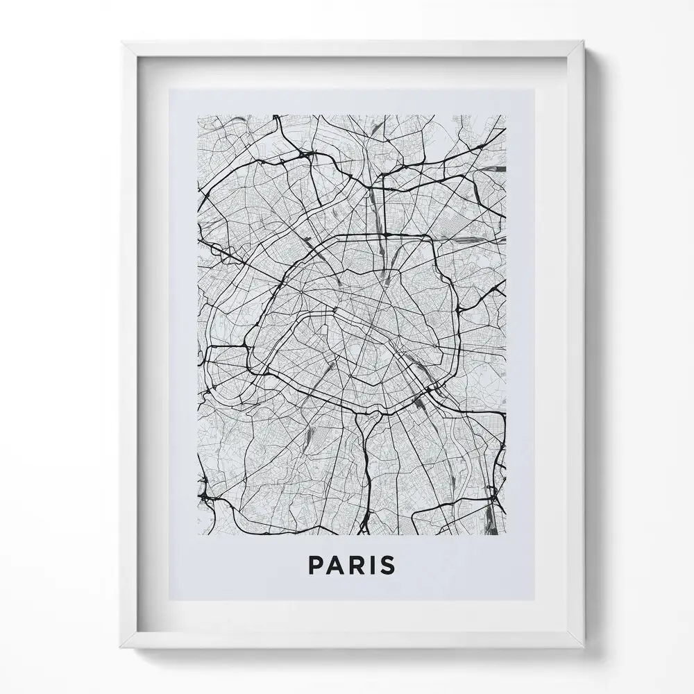 Obraz v ráme Mapa mesta Paríž, Francúzsko