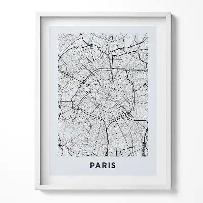 Obraz v ráme Mapa mesta Paríž, Francúzsko