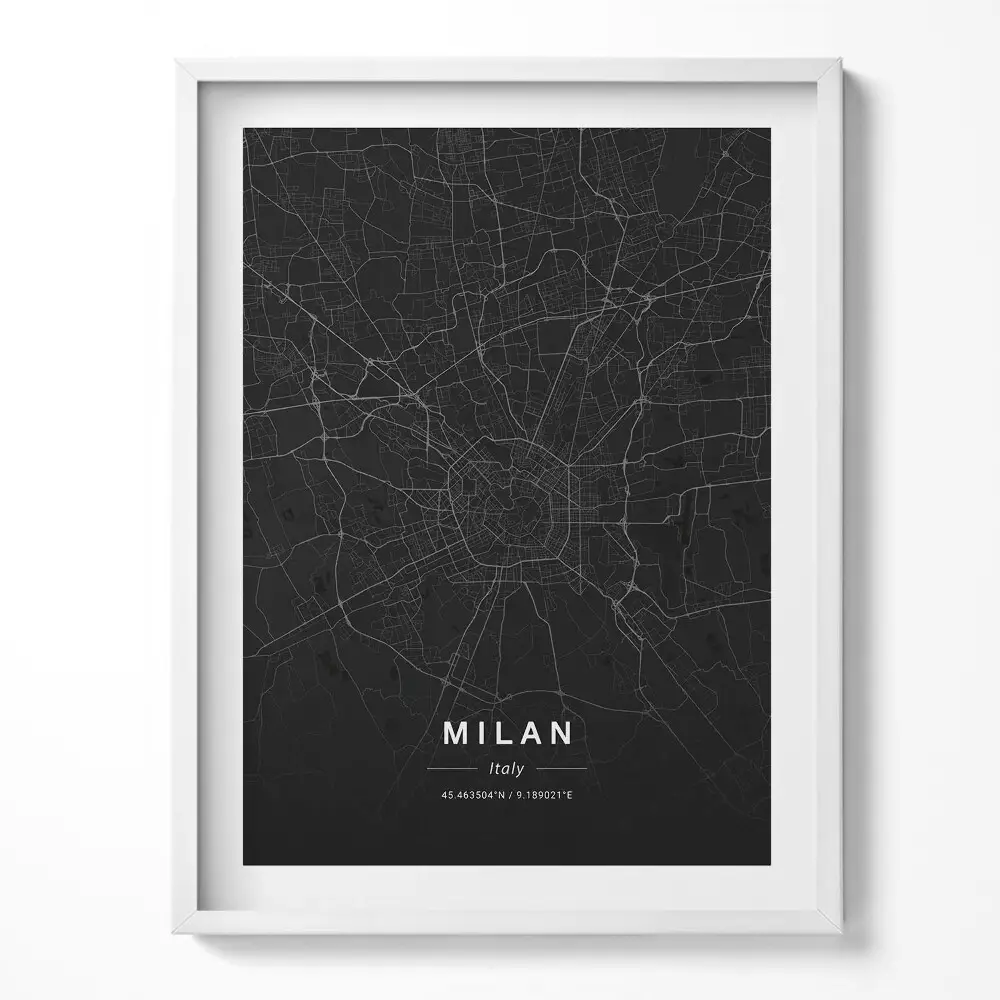 Obraz v ráme Mapa mesta Miláno Taliansko