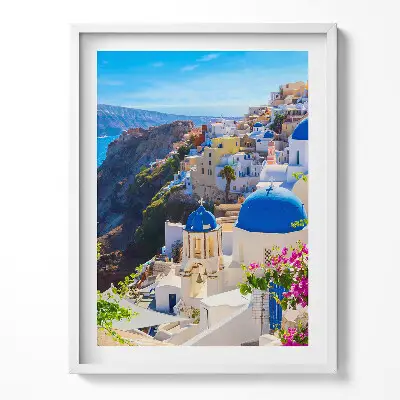 Obraz v ráme Pohľad na grécku architektúru Santorini