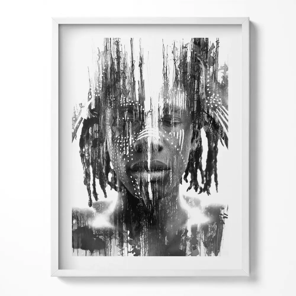Obraz v ráme s ilustráciou domorodého Afričana