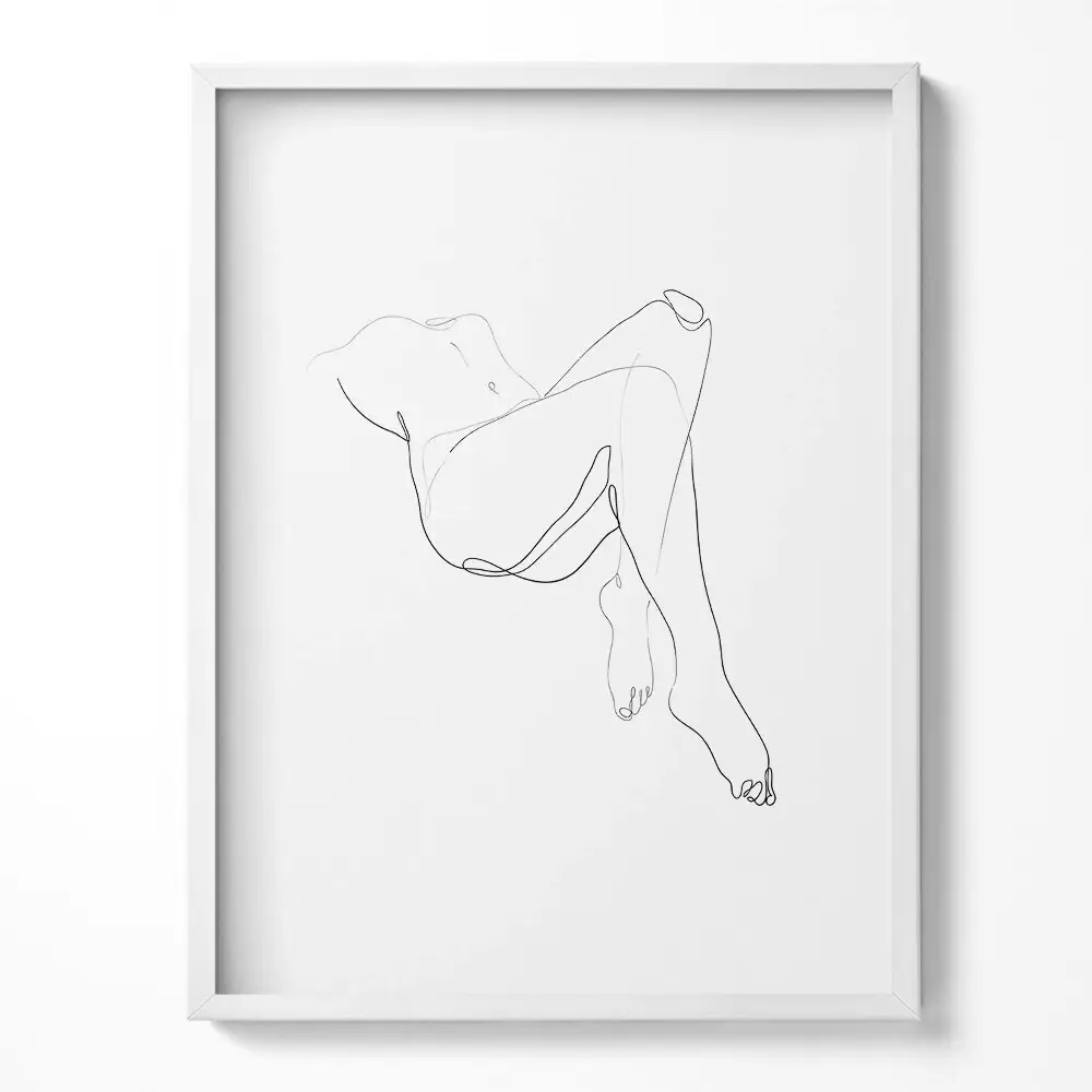 Obraz v ráme Čiarová grafika ženského tela