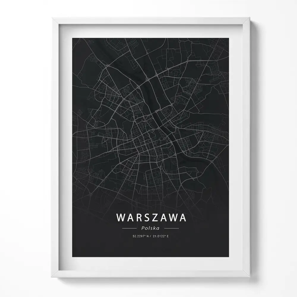 Obraz v ráme Mapa mesta Varšava