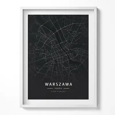 Obraz v ráme Mapa mesta Varšava