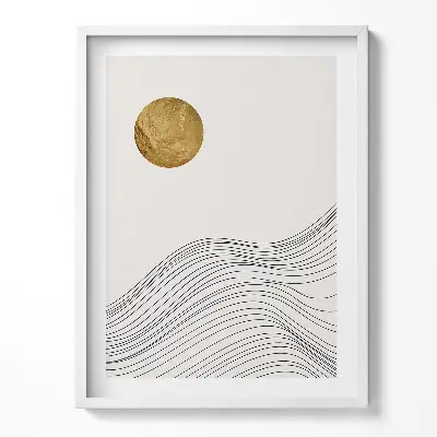 Obraz v ráme Boho abstraktné minimalistické tvary so zlatom