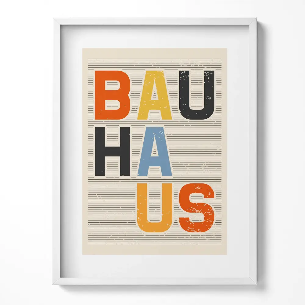 Obraz v ráme Modernistický farebný nápis Bauhaus