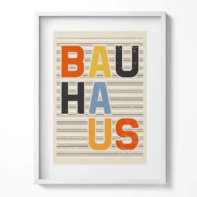Obraz v ráme Modernistický farebný nápis Bauhaus