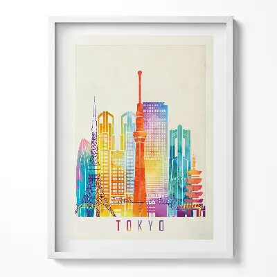 Obraz v ráme Farebná ilustrácia mesta Tokio v Japonsku