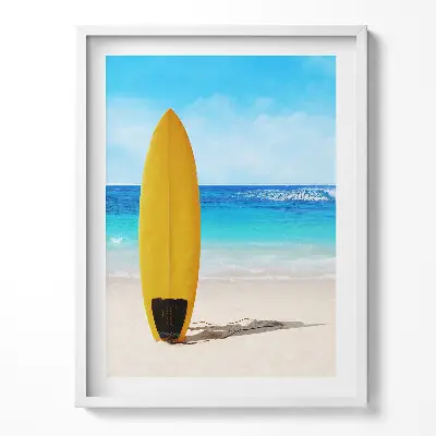 Obraz v ráme Žltý surf na pláži s morom