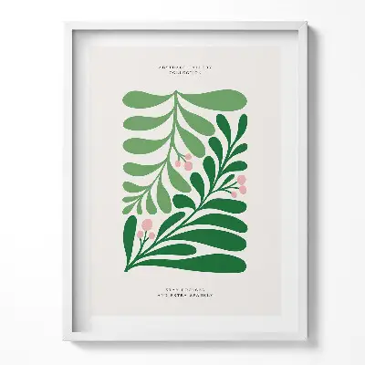 Obraz v ráme s ilustráciou rastlín a kvetov