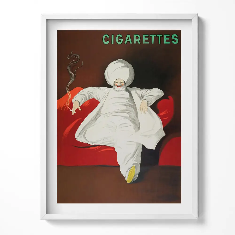 Obraz v ráme Vintage ilustrácia sultána s cigaretou