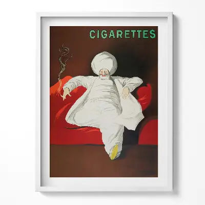 Obraz v ráme Vintage ilustrácia sultána s cigaretou
