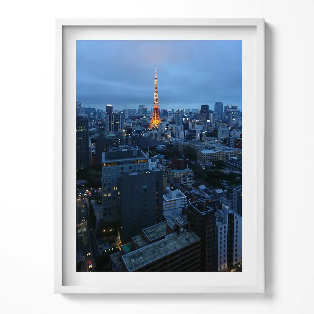 Obraz v ráme Večerná panoráma mesta Tokio