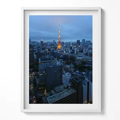 Obraz v ráme Večerná panoráma mesta Tokio