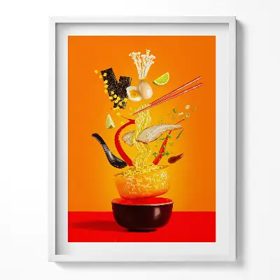 Obraz v ráme s ilustráciou ramen polievky do kuchyne