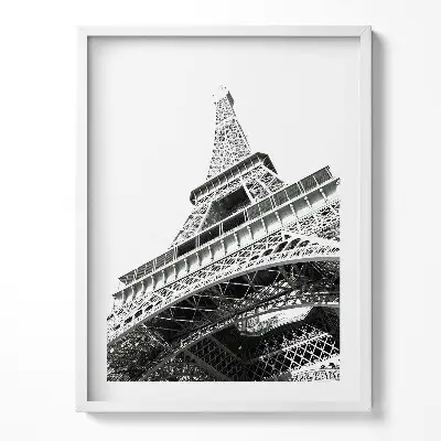 Obraz v ráme Čiernobiela Eiffelova veža v Paríži